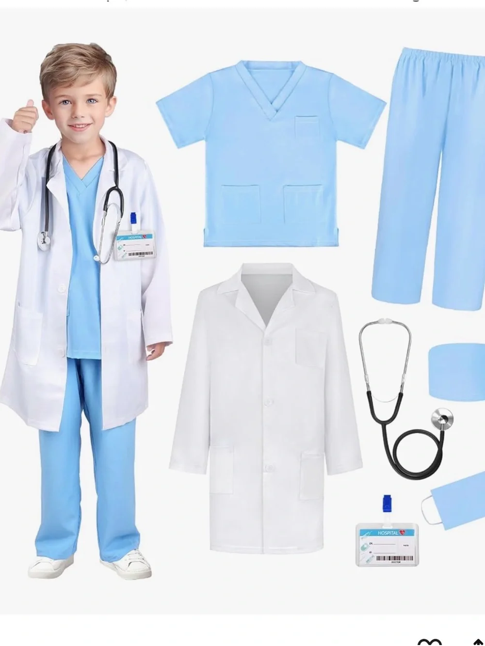 GIFTINBOX Doctor Costume for Kids Doctor Lab Coat for Kids Real Stethoscope